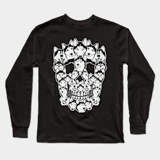 Skull Made of Husky Spooky Skull Halloween Gift Long Sleeve T-Shirt